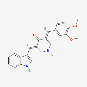 molecular formula C24H24N2O3 B606449 (E)-3-((1H-Indol-3-yl)methylene)-5-((E)-3,4-dimethoxybenzylidene)-1-methylpiperidin-4-one CAS No. 1370032-19-1