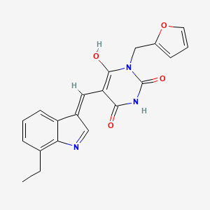 5-[(7-ethyl-1H-indol-3-yl)methylene]-1-(2-furylmethyl)-2,4,6(1H,3H,5H)-pyrimidinetrione