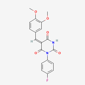 molecular formula C19H15FN2O5 B6064515 5-(3,4-dimethoxybenzylidene)-1-(4-fluorophenyl)-2,4,6(1H,3H,5H)-pyrimidinetrione 