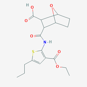 molecular formula C18H23NO6S B6064559 3-({[3-(ethoxycarbonyl)-5-propyl-2-thienyl]amino}carbonyl)-7-oxabicyclo[2.2.1]heptane-2-carboxylic acid 