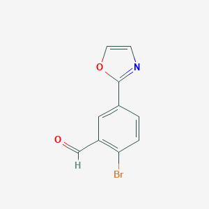 molecular formula C10H6BrNO2 B060646 2-Bromo-5-(1,3-oxazol-2-yl)benzaldehyde CAS No. 176961-43-6