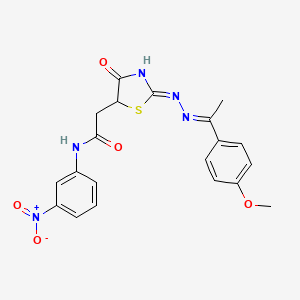 molecular formula C20H19N5O5S B6064602 2-(4-hydroxy-2-{[1-(4-methoxyphenyl)ethylidene]hydrazono}-2,5-dihydro-1,3-thiazol-5-yl)-N-(3-nitrophenyl)acetamide 