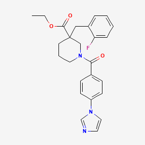 molecular formula C25H26FN3O3 B6064671 ethyl 3-(2-fluorobenzyl)-1-[4-(1H-imidazol-1-yl)benzoyl]-3-piperidinecarboxylate 