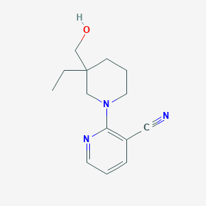 molecular formula C14H19N3O B6064684 2-[3-ethyl-3-(hydroxymethyl)-1-piperidinyl]nicotinonitrile trifluoroacetate (salt) 