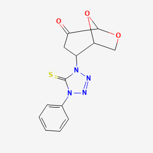 2-(4-phenyl-5-thioxo-4,5-dihydro-1H-tetrazol-1-yl)-6,8-dioxabicyclo[3.2.1]octan-4-one