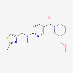 molecular formula C19H26N4O2S B6064775 5-{[3-(methoxymethyl)-1-piperidinyl]carbonyl}-N-methyl-N-[(2-methyl-1,3-thiazol-4-yl)methyl]-2-pyridinamine 