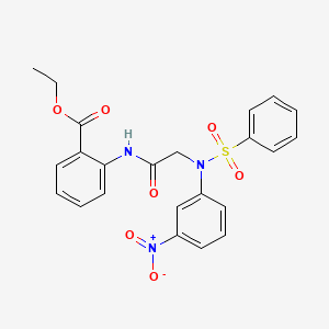 molecular formula C23H21N3O7S B6064831 ethyl 2-{[N-(3-nitrophenyl)-N-(phenylsulfonyl)glycyl]amino}benzoate 