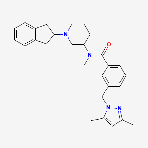 molecular formula C28H34N4O B6064838 N-[1-(2,3-dihydro-1H-inden-2-yl)-3-piperidinyl]-3-[(3,5-dimethyl-1H-pyrazol-1-yl)methyl]-N-methylbenzamide 