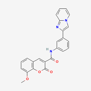 molecular formula C24H17N3O4 B606490 N-(3-(咪唑并[1,2-a]吡啶-2-基)苯基)-8-甲氧基-2-氧代-2H-色烯-3-甲酰胺 CAS No. 1100353-03-4