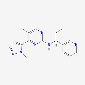 molecular formula C17H20N6 B6064903 5-methyl-4-(1-methyl-1H-pyrazol-5-yl)-N-(1-pyridin-3-ylpropyl)pyrimidin-2-amine 