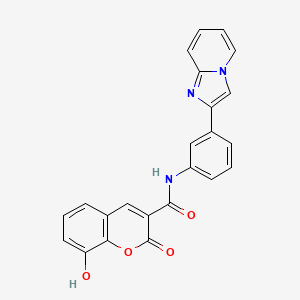 molecular formula C23H15N3O4 B606491 8-羟基-N-(3-(咪唑并[1,2-a]吡啶-2-基)苯基)-2-氧代-2H-色烯-3-甲酰胺 CAS No. 1170689-68-5