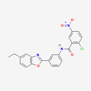 molecular formula C22H16ClN3O4 B6064914 2-氯-N-[3-(5-乙基-1,3-苯并恶唑-2-基)苯基]-5-硝基苯甲酰胺 