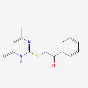 molecular formula C13H12N2O2S B6064920 2-[(4-hydroxy-6-methyl-2-pyrimidinyl)thio]-1-phenylethanone CAS No. 17649-31-9