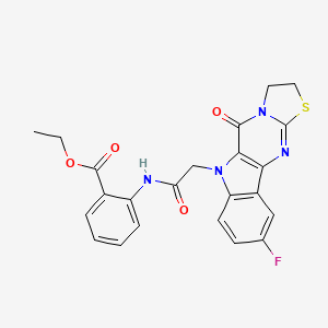 ethyl 2-{[(9-fluoro-5-oxo-2,3-dihydro[1,3]thiazolo[3',2':1,2]pyrimido[5,4-b]indol-6(5H)-yl)acetyl]amino}benzoate