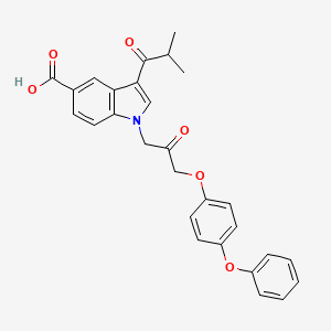 molecular formula C28H25NO6 B606501 3-isobutyryl-1-(2-oxo-3-(4-phenoxyphenoxy)propyl)-1H-indole-5-carboxylic acid CAS No. 1233706-88-1