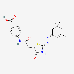 molecular formula C21H24N4O4S B6065032 4-[[2-[(2Z)-4-oxo-2-[(Z)-(3,5,5-trimethylcyclohex-2-en-1-ylidene)hydrazinylidene]-1,3-thiazolidin-5-yl]acetyl]amino]benzoic acid 