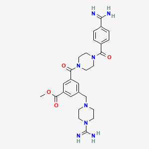 molecular formula C27H34N8O4 B606510 甲基3-[4-(4-氨甲酰咪唑苯甲酰)哌嗪-1-羰基]-5-[(4-氨甲酰咪唑哌嗪-1-基)甲基]苯甲酸酯 CAS No. 1379573-92-8