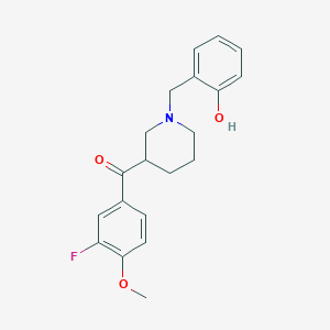 molecular formula C20H22FNO3 B6065135 (3-fluoro-4-methoxyphenyl)[1-(2-hydroxybenzyl)-3-piperidinyl]methanone 