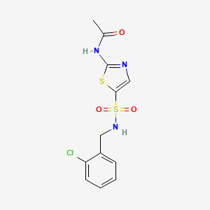 molecular formula C12H12ClN3O3S2 B6065259 N-(5-{[(2-chlorobenzyl)amino]sulfonyl}-1,3-thiazol-2-yl)acetamide 