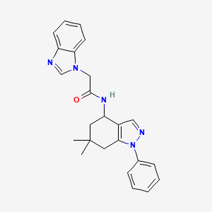 2-(benzimidazol-1-yl)-N-(6,6-dimethyl-1-phenyl-5,7-dihydro-4H-indazol-4-yl)acetamide