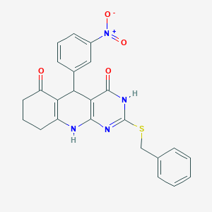 2-(benzylthio)-5-(3-nitrophenyl)-5,8,9,10-tetrahydropyrimido[4,5-b]quinoline-4,6(3H,7H)-dione