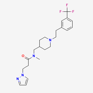 molecular formula C22H29F3N4O B6065290 N-methyl-3-(1H-pyrazol-1-yl)-N-[(1-{2-[3-(trifluoromethyl)phenyl]ethyl}-4-piperidinyl)methyl]propanamide 