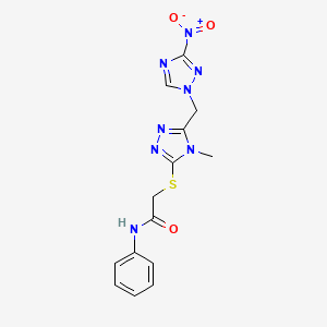 2-({4-methyl-5-[(3-nitro-1H-1,2,4-triazol-1-yl)methyl]-4H-1,2,4-triazol-3-yl}thio)-N-phenylacetamide