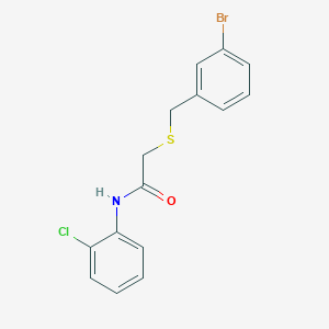 molecular formula C15H13BrClNOS B6065355 2-[(3-bromobenzyl)thio]-N-(2-chlorophenyl)acetamide 