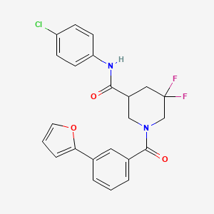 molecular formula C23H19ClF2N2O3 B606540 N-(4-氯苯基)-5,5-二氟-1-(3-(呋喃-2-基)苯甲酰)哌啶-3-甲酰胺 CAS No. 1922098-69-8