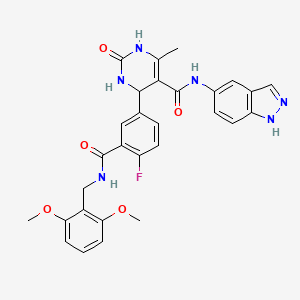 B606541 N-(1H-Indazole-5-yl)-2-oxo-4-[3-(2,6-dimethoxybenzylcarbamoyl)-4-fluorophenyl]-6-methyl-1,2,3,4-tetrahydropyrimidine-5-carboxamide CAS No. 1870843-22-3