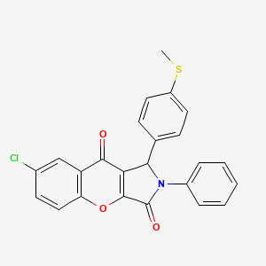 molecular formula C24H16ClNO3S B6065428 7-chloro-1-[4-(methylthio)phenyl]-2-phenyl-1,2-dihydrochromeno[2,3-c]pyrrole-3,9-dione 