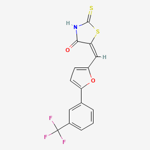 molecular formula C15H8F3NO2S2 B606544 (5E)-2-硫代亚甲基-5-[[5-[3-(三氟甲基)苯基]呋喃-2-基]亚甲基]-1,3-噻唑烷-4-酮 CAS No. 301687-87-6