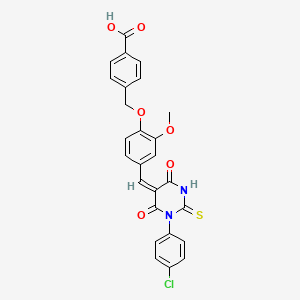 4-[(4-{[1-(4-chlorophenyl)-4,6-dioxo-2-thioxotetrahydro-5(2H)-pyrimidinylidene]methyl}-2-methoxyphenoxy)methyl]benzoic acid