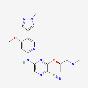 B606548 3-[(2R)-1-(dimethylamino)propan-2-yl]oxy-5-[[4-methoxy-5-(1-methylpyrazol-4-yl)pyridin-2-yl]amino]pyrazine-2-carbonitrile CAS No. 1404095-34-6