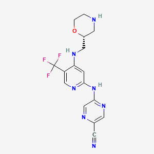 B606549 (R)-5-((4-((morpholin-2-ylmethyl)amino)-5-(trifluoromethyl)pyridin-2-yl)amino)pyrazine-2-carbonitrile CAS No. 1489389-18-5