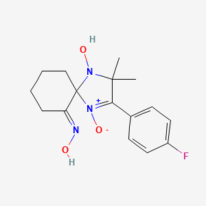 2-(4-fluorophenyl)-4-hydroxy-3,3-dimethyl-1,4-diazaspiro[4.5]dec-1-en-6-one oxime 1-oxide