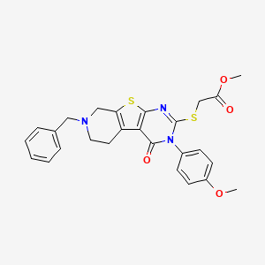 methyl 2-[[11-benzyl-4-(4-methoxyphenyl)-3-oxo-8-thia-4,6,11-triazatricyclo[7.4.0.02,7]trideca-1(9),2(7),5-trien-5-yl]sulfanyl]acetate