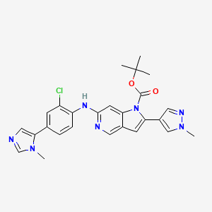 molecular formula C26H26ClN7O2 B606552 叔丁基 6-{[2-氯-4-(1-甲基-1H-咪唑-5-基)苯基]氨基}-2-(1-甲基-1H-吡唑-4-基)-1H-吡咯并[3,2-c]吡啶-1-羧酸酯 CAS No. 1400284-80-1