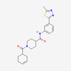 molecular formula C22H26N4O2S B6065534 1-(cyclohex-3-ene-1-carbonyl)-N-[3-(5-methyl-1,3,4-thiadiazol-2-yl)phenyl]piperidine-4-carboxamide 