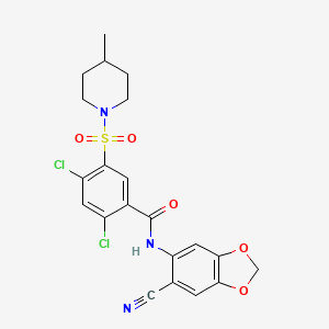 2,4-DICHLORO-N-(6-CYANO-1,3-BENZODIOXOL-5-YL)-5-[(4-METHYL-1-PIPERIDINYL)SULFONYL]BENZAMIDE