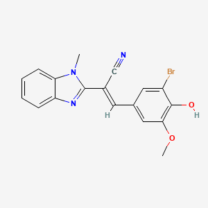 molecular formula C18H14BrN3O2 B6065549 (E)-3-(3-bromo-4-hydroxy-5-methoxyphenyl)-2-(1-methylbenzimidazol-2-yl)prop-2-enenitrile 