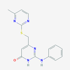 molecular formula C16H15N5OS B6065558 2-anilino-6-{[(4-methyl-2-pyrimidinyl)thio]methyl}-4(3H)-pyrimidinone 