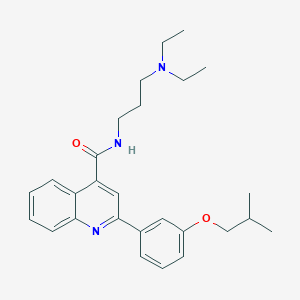 molecular formula C27H35N3O2 B6065575 N-[3-(diethylamino)propyl]-2-[3-(2-methylpropoxy)phenyl]quinoline-4-carboxamide 