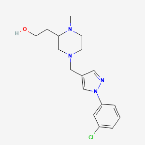 molecular formula C17H23ClN4O B6065595 2-(4-{[1-(3-chlorophenyl)-1H-pyrazol-4-yl]methyl}-1-methyl-2-piperazinyl)ethanol trifluoroacetate (salt) 