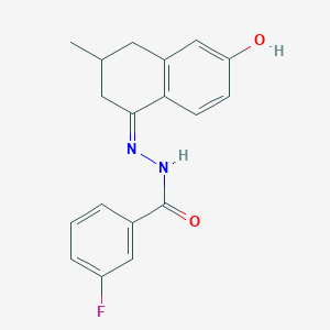 molecular formula C18H17FN2O2 B6065652 3-fluoro-N'-(6-hydroxy-3-methyl-3,4-dihydro-1(2H)-naphthalenylidene)benzohydrazide 