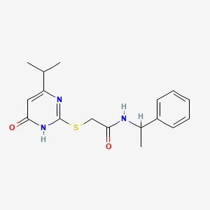 molecular formula C17H21N3O2S B6065663 2-[(4-isopropyl-6-oxo-1,6-dihydro-2-pyrimidinyl)thio]-N-(1-phenylethyl)acetamide 