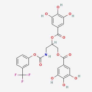 molecular formula C25H20F3NO12 B606568 3-(((3-(三氟甲基)苯氧基)羰基)氨基)-丙烷-1,2-二基双(3,4,5-三羟基苯甲酸酯) CAS No. 1228357-04-7