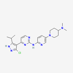 molecular formula C22H29ClN8 B606571 4-(5-氯-3-异丙基-1H-吡唑-4-基)-N-(5-(4-(二甲氨基)哌啶-1-基)吡啶-2-基)嘧啶-2-胺 CAS No. 1256963-02-6