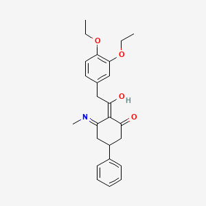 2-[(3,4-diethoxyphenyl)acetyl]-3-(methylamino)-5-phenylcyclohex-2-en-1-one