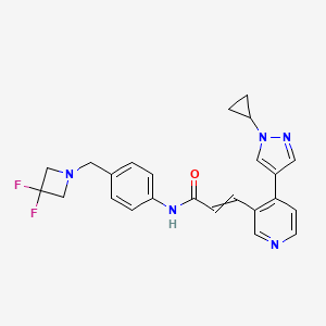molecular formula C24H23F2N5O B606574 (2E)-3-[4-(1-Cyclopropyl-1H-pyrazol-4-yl)-3-pyridinyl]-N-[4-[(3,3-difluoro-1-azetidinyl)methyl]phenyl]-2-propenamide CAS No. 1818410-84-2